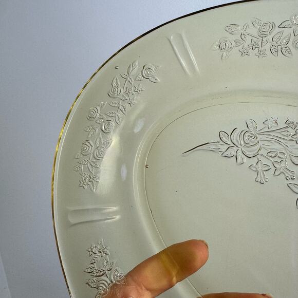 Depression Era Federal Glass Yellow Sharon Rose Serving plate Platter - Picture 5 of 7